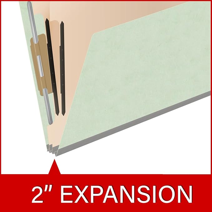 25 Pt. Pressboard Classification Folders, Full Cut End Tab, Letter Size, 2 Dividers, Pale Green (Box of 10) - Image 7