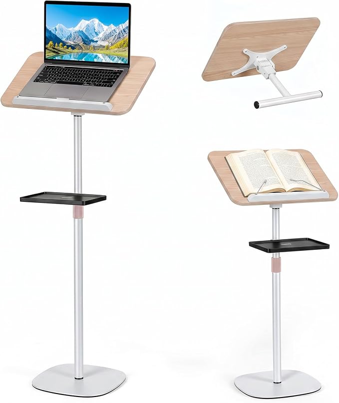 2-in-1 Floor & Desktop Music Book Stand, Adjustable Height 19.7-51.2 in | Dual-use Detachable Reading Stand, Features Storage Tray and Page Clips for Sheet Music, Laptops & Cookbooks by Beolisav