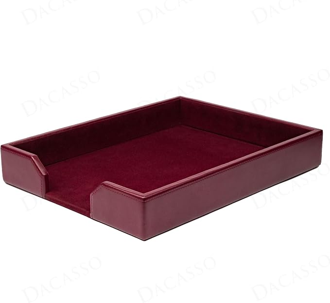 Dacasso Burgundy Bonded Leather Luxury Letter Tray Holder & Paper Organizer for Desk - Executive Desk Decor & Office Organization Essential - Image 5