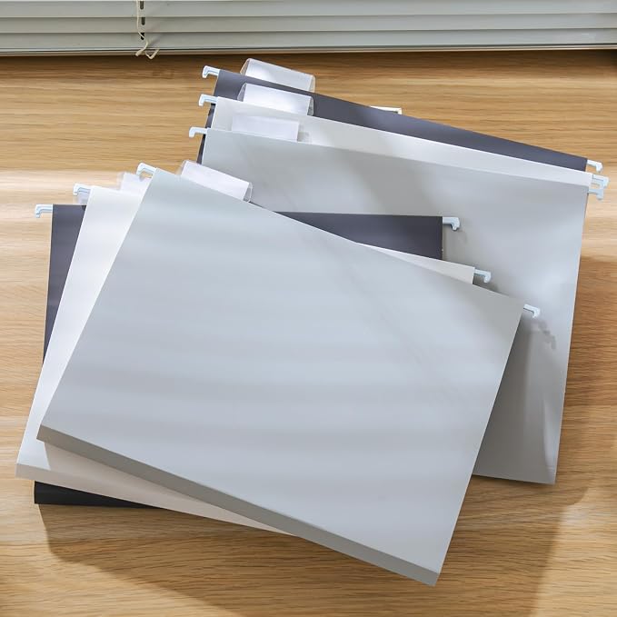 Y YOMA Letter Size - 6 Pack Extra Capacity Hanging File Folders Accordion Decorative Reinforced File Folder Cute Colored Expandable Folder for Office Home with 1/5-Cut Adjustable Tabs, Ash Grey - Image 7