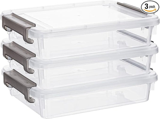 Citylife 3 PCS Plastic Storage Bins with Latching Lids Portable Project Case Clear File Box Stackable Storage Containers for Organizing B5 Paper, Photo, Document, Scrapbook by CITYLIFEHomeOrganization