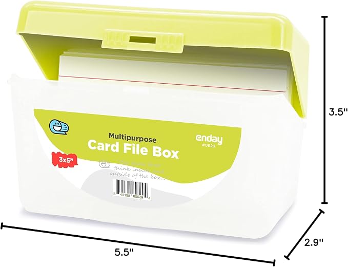 Enday Index Card Box Green 3x5 Index Card Holder, Index Card Organizer, Flash Card Holder, Holds 250 Cards. (36 PC) - Image 8
