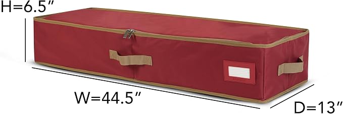 Covermates Keepsakes Gift Wrap Storage Organizer – Heavy-Duty Polyester with Buckle Straps & Interior Pockets – Holds Up to 15 Rolls of Gift Wrap with Handles & Label Window, Red - Image 3