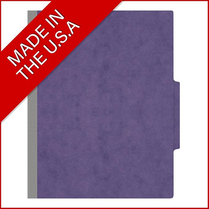 25 Pt. Pressboard Classification Folders, 2/5 Cut ROC Top Tab, Letter Size, 1 Divider, Purple (Box of 10) - Image 5