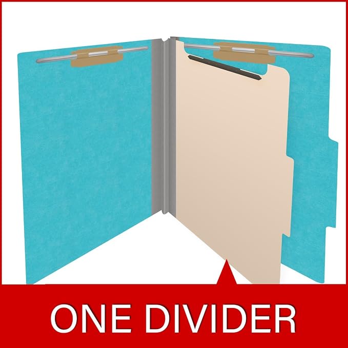 Heavy Duty End Tab Color Folders, 2/5 Cut ROC Top Tab, Letter Size, 1 Divider, Light Blue (Box of 10) - Image 8