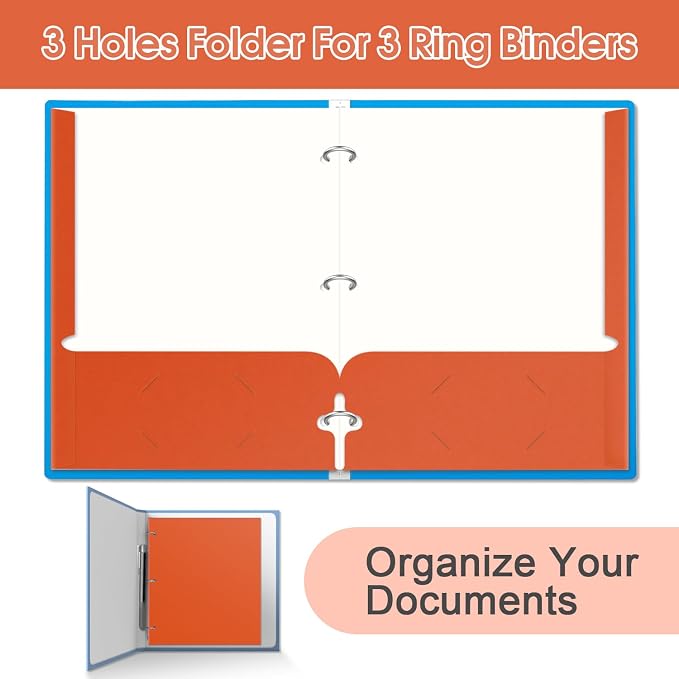 Bstoyder Folders with Pockets, 120 Pack Assorted Colors, 3 Hole Punched with Business Card Slot, Letter Size File Folders for School, Office, Home - Image 4