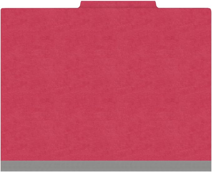 Heavy Duty End Tab Color Folders, 2/5 Cut ROC Top Tab, Letter Size, 2 Divider, Red (Box of 10) - Image 3
