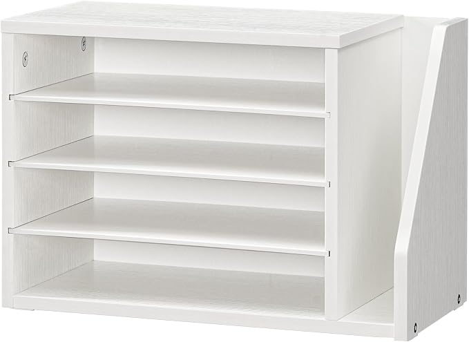 HOOBRO Mail Sorter, Literature Organizer with Adjustable Shelves, Paper Organizer for Office, Home, Wood Countertop File Holders, Mails, Magazines, White WT41WF01 by HOOBRO
