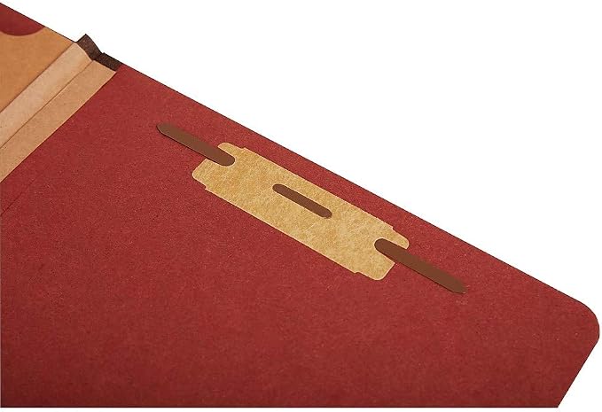 Staples 100% Recycled Pressboard Classification Folder, 3-Dividers, 3.5" Expansion, Legal Size, Brick Red, 20/Box - Image 3