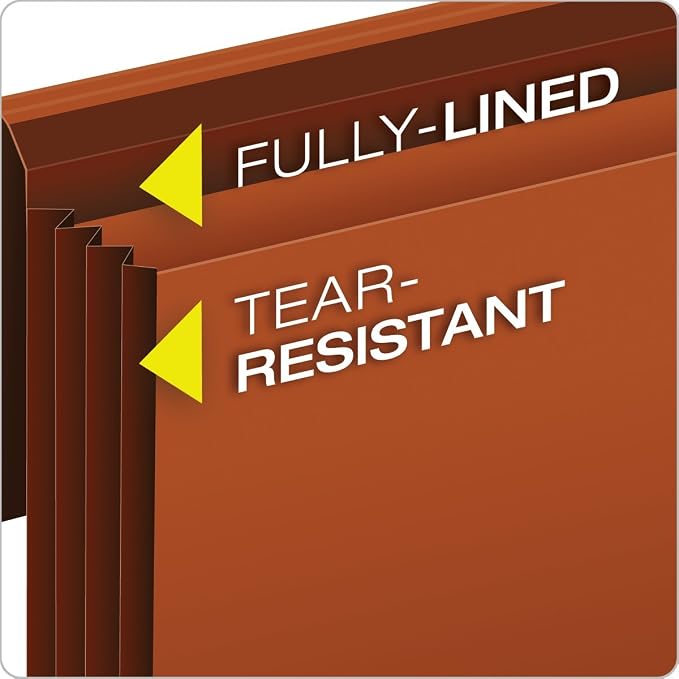 Pendaflex File Wallets, Heavy Duty, 5-Pack, Letter Size, Extra Wide, 7" Expansion, Brown, Elastic Cord Closure, Reinforced Covers for Secure Home Office Document Storage - Image 5