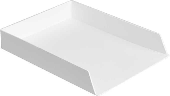 Amazon Basics Rectangular Plastic Desk Organizer, Letter Size Tray for Documents, 13 x 9.7 x 2.2 inches, White, 2-Pack - Image 2