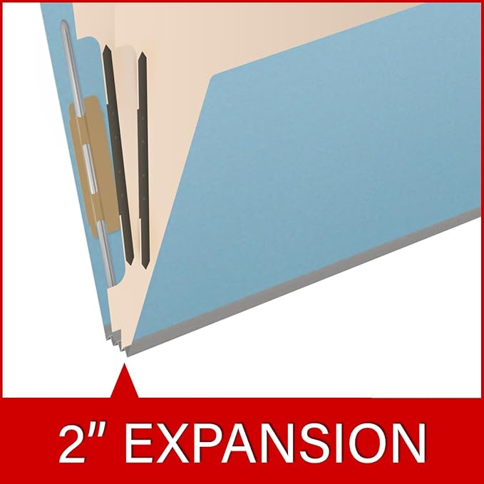25 Pt. Pressboard Classification Folders, 2/5 Cut ROC Top Tab, Letter Size, 2 Dividers, Light Blue (Box of 10) - Image 7