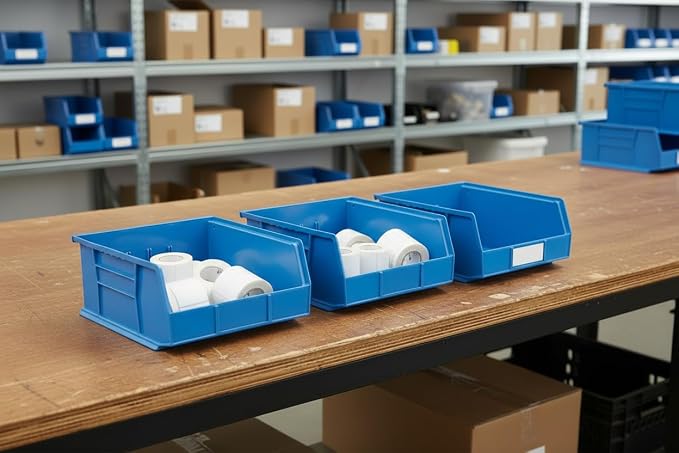 11" x 11" x 5" Plastic Stackable Storage Bin, Hudson Blue - Image 2