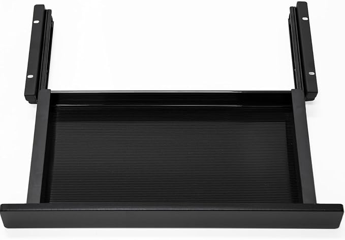 Under Desk Mounted Sliding Drawer to Pull Out, Attachable Desk Pencil Drawer with Ball-Bearing Slides, Metal and Plastic Storage Drawer (Black) by Unknown