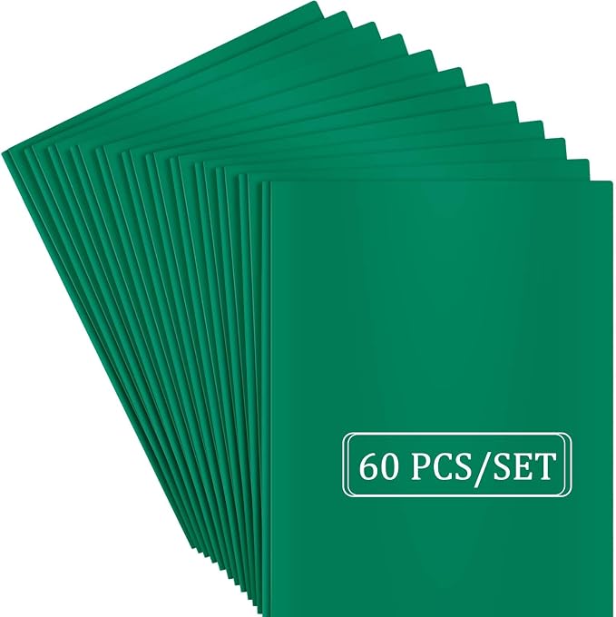 Heavy Duty Plastic Folder, 60 Pack, Pocket Folder with brads, Letter Size Poly File, Plastic Folders with 3 Prongs Fasteners - Green - Image 7