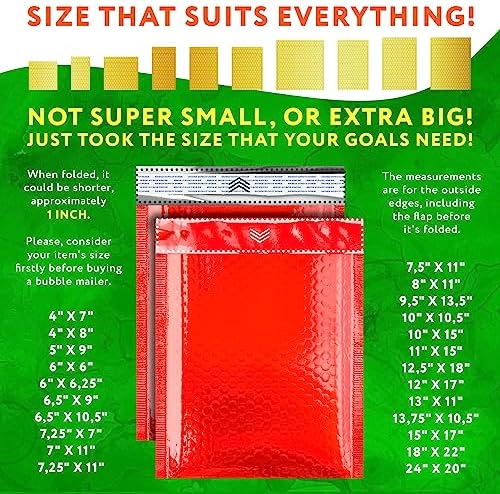 Metallic Bubble Mailers, Red Glossy Padded Envelopes 6.5 x 9 Inches, Cushion Bubble Shipping Bags, Self Seal Mailing Envelopes, Pack of 350 - Image 4