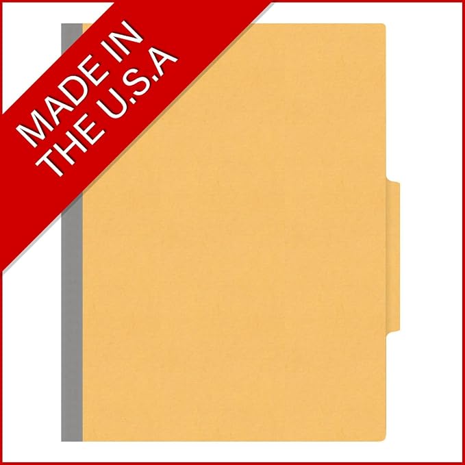 Heavy Duty End Tab Color Folders, 2/5 Cut ROC Top Tab, Letter Size, 1 Divider, Yellow (Box of 10) - Image 5