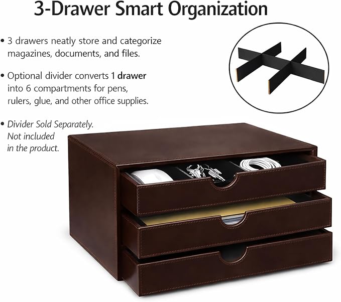 UnionBasic Document Organizer, 3-Drawer File Cabinet Document Storage Box, Office Desktop Filing Organizer, Port Royale | Document Storage Box, Office Desktop Filing Organizer - Image 5