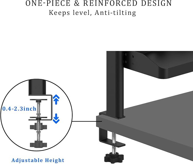 Clamp on Desk Shelf, 24in 2-Tier Office Desk Shelves Organizer, Shelf for Top of Desk with Headphone Holder and Hooks, Desktop Storage Rack for Home Workspace, Study Rooms, Gaming Accessories - Image 4