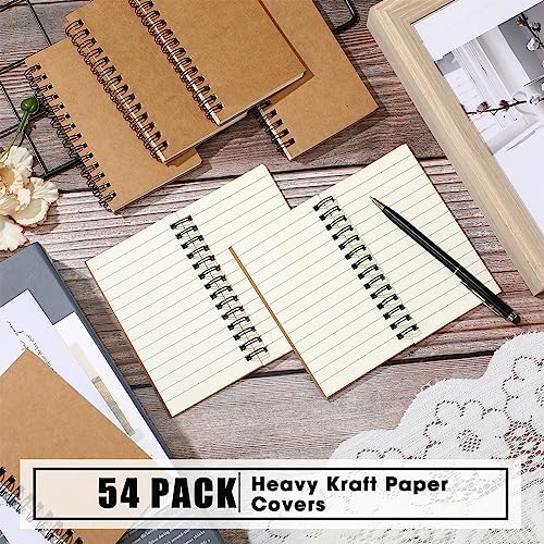 Jutom 54 Pcs Small Spiral Notebook Memo Pad 3x5, Kraft Color - Image 3
