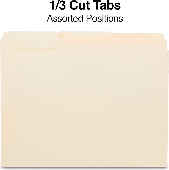 Staples File Folders, Letter Size, 1/3‑Cut Tabs, Manila, Durable Paper Stock, 500/Carton - Image 3