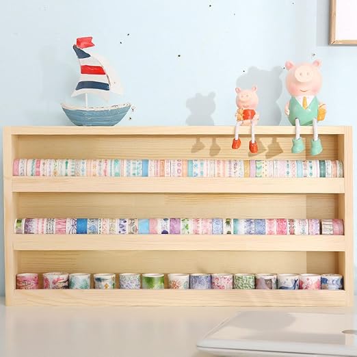 Wood 3 Layers Storage Organizer, Washi Tape Box with Hanging Hook, Divider Closet Container Holder for Sewing,Thread, Office Supplies, Craft Supplies, Jewelry, Accessories - Image 2