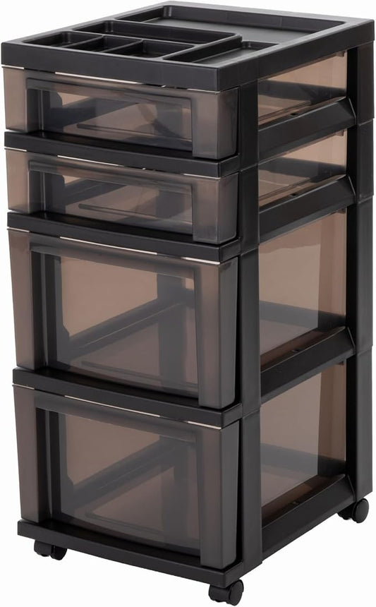 IRIS USA 4-Drawer Rolling Storage Cart with Wheels, Black/Gray by IRISUSA