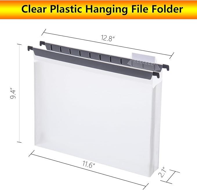 20 Plastic Large Capacity Hanging folders, Letter Size, with Labels | Expandable design creates extra capacity for bulky files while keeping documents organized and easy to access. - Image 2