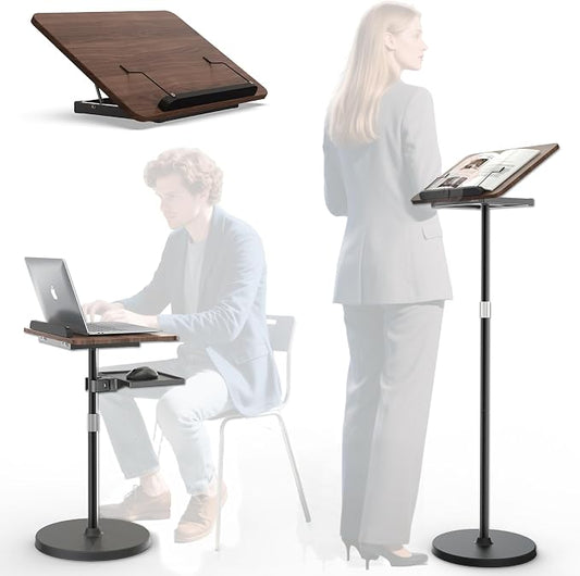Lectern Podium Stand - Dual-Use Floor and Desktop Book Holder Stand, Height Adjustable Podium Lectern for Church, Weddings,Speech,Classroom-Black by Haweah