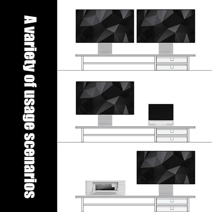 FENSULN Dual‑Tier Monitor Stand Riser with Drawers, Desktop Organizer Shelf Storage for Computer Screen 2 Monitors, Supports for PC Computer Monitor, Printer, Heavy TV Riser Brown and Black - Image 5
