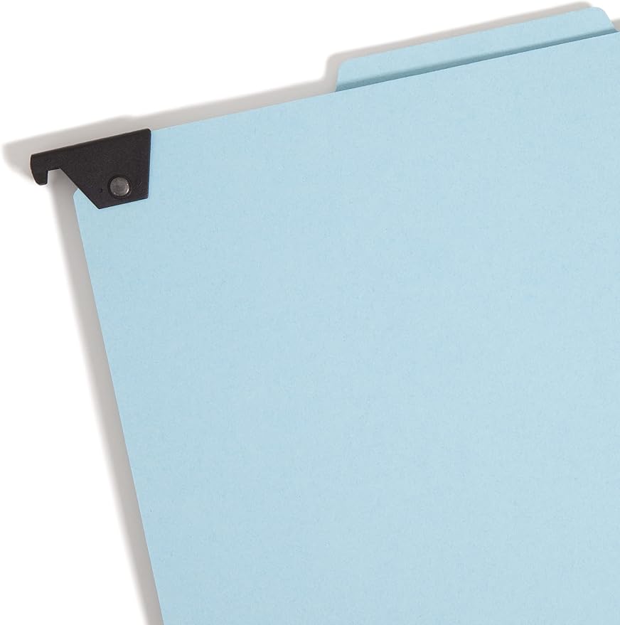 Smead FasTab Hanging Pressboard Classification Folder with SafeSHIELD Fasteners, 2 Dividers, 2/5-Cut Built-in Tab, Letter Size, Blue, 10 per Box (65115) - Image 3