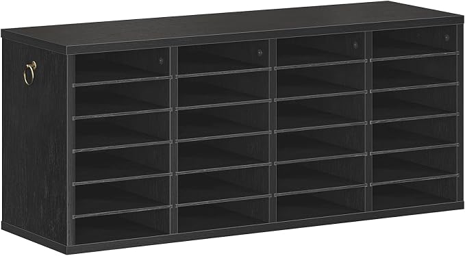 HOOBRO Literature Organizers, 24 Compartments Office Mailbox with Adjustable Shelves, Wood Countertop Literature Sorter for Office, Home, Classroom, Mailrooms Organization Black BK64WF01 by HOOBRO