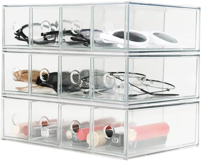Stackable Organizer Acrylic Storage Drawers, Suitable for Desktop Storage, Office Supplies, Cosmetics, Stationery, Jewelry, Accessories (3) - Image 8