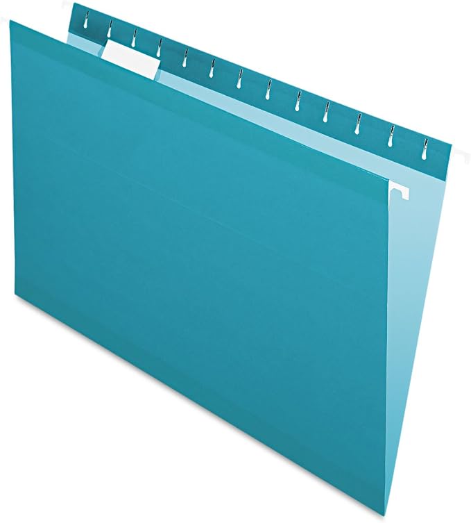 Pendaflex Reinforced Hanging Folders, 1/5 Tab, Legal, Teal, 25/Box by Pendaflex