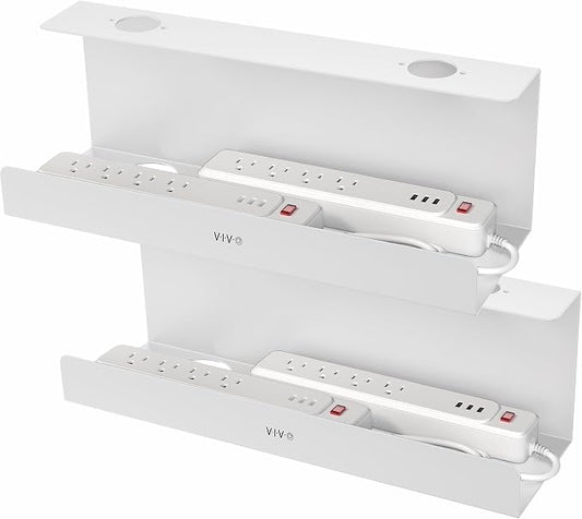 VIVO 2 Pack White 17 inch Extra Deep Cable Management Tray, DESK-AC16-2CW | Set of 2, Under Desk, Low Profile Power Strip Holder, Cord Organizer, Wire Tamer Steel Rack, Home Office, Holds 11 lbs each by Unknown