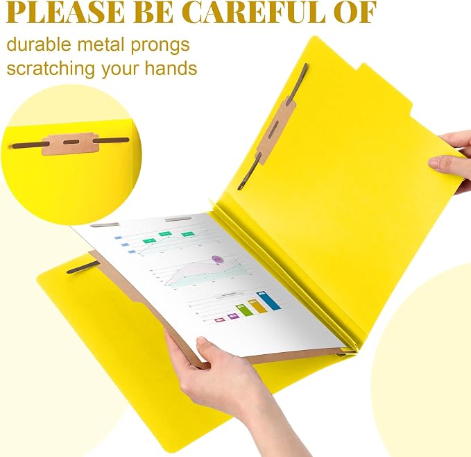 Skyygemm 36 Pcs Classification Folder Letter Size, 1 Divider,Yellow | Back to School Supplies, File Organizer with Fastener, Expanding File Organizer Bulk for Office Employee, Staff, Teacher - Image 4