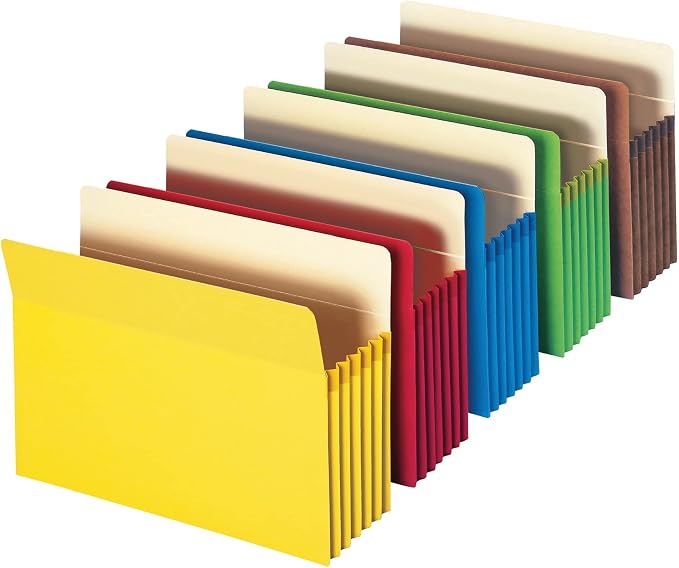 Smead File Pocket, Straight-Cut Tab, 5-1/4" Expansion, Letter Size, Assorted Colors, 5 per Pack (73836) - Image 3