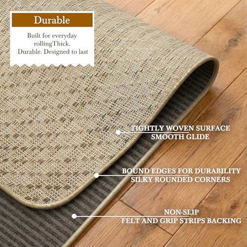 Aothia Textilene Chair Mat for Hardwood Floors - Heavy Duty Non-Slip Desk Floor Protector, Durable PVC & Polyester Blend, Easy to Clean, Ideal for Home Office (36"x47", Beige) - Image 6