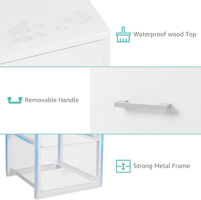 BOLUO Stackable Storage Drawers Narrow Closet Organizers and Storage Fabric White 2 Drawer Dresser for Bedroom 2 Packs Modern - Image 8