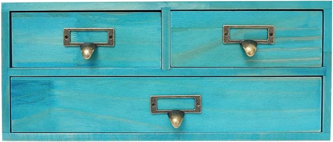 4-Pack Wooden Storage Box with 3 Drawers, Vintage Desktop Organizer Apothecary Cabinet Stackable Drawers with Label Holders for Herb Storage, Tea Collection, Stationery - Image 6