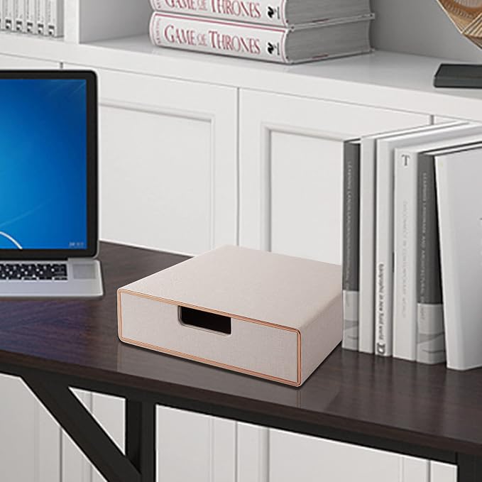 Stackable Drawer Organizer PU Leather Classic Handmade,Organize Home Office Desk Accessories and Sort Letter-Size Paper/a4 Document,Desk Caddy with Drawers Storage Box,13.1x10x3.7inches,Beige - Image 8