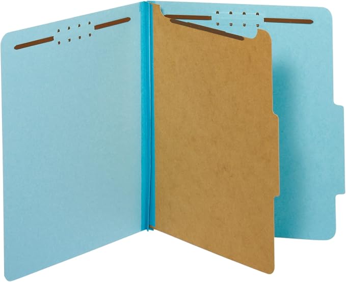 Pendaflex Classification Folders, Standard, 1 Divider, Embedded Fasteners, 2/5 Cut Tab, Blue, Letter, 10/BX (23730P), Specialty - Image 2