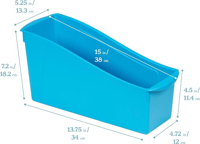 ECR4Kids Linking Plastic Storage Book Bin, Multipurpose Organization, Neon Blue, 10-Piece - Image 2