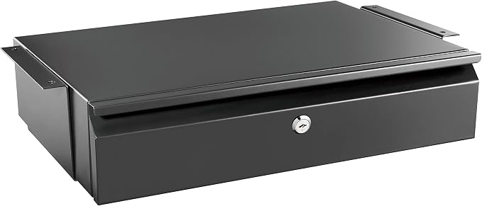 Mount-It! Locking Under Desk Pull-Out Drawer, Heavy-Duty Steel Under Table Slide-Out Storage Organizer with Key Lock for Private Storage, Smooth Glide Track, Fits Desks Over 0.71″ Thick by Mount-It