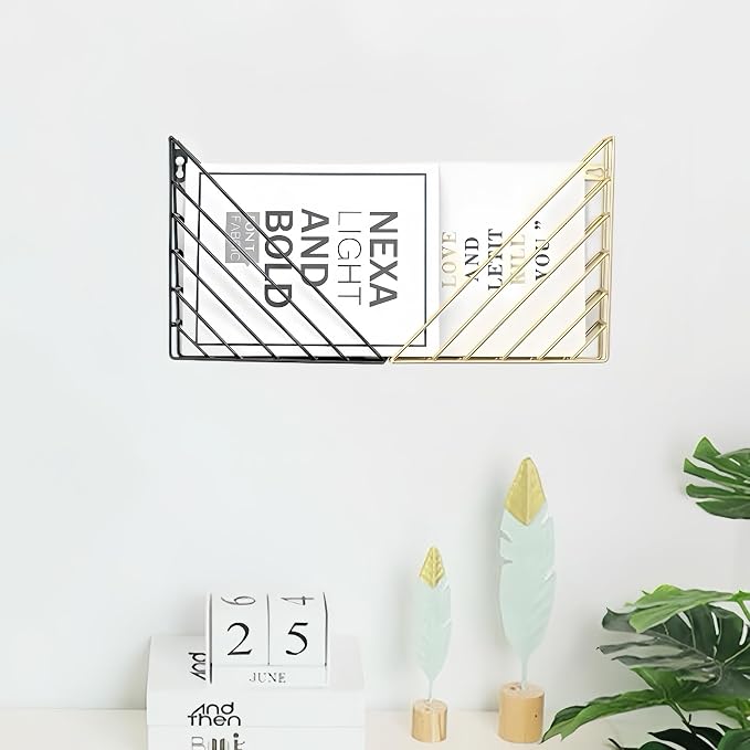 CROISSANT Wall Mounted File Organizer,Metal Magazine Basket, Wall Mounted Magazine Rack, Suitable for Hanging File Folders for Office Living Room (golden, 1 Pack) - Image 5