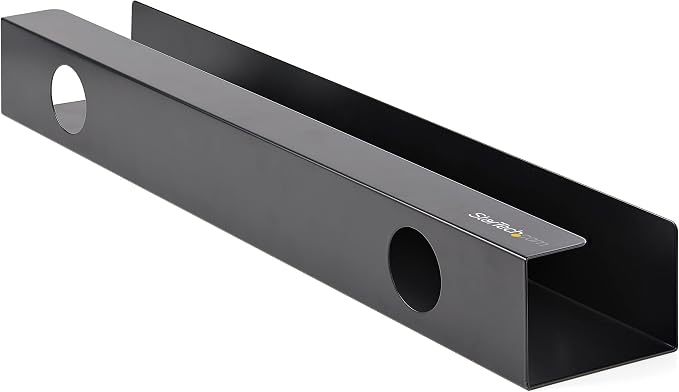 StarTech Under Desk Cable Management Tray, 23-1/2"L x 4-1/2"D (UDCMTRAY) | Office/Standing Desk Cable Tray Organizer, Desk/Table Mount Holder for Cords/Wire/Power Strip, Computer Cable Manager - Image 3
