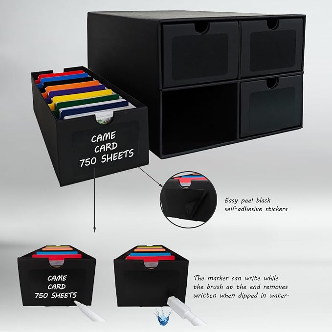 6 Sets Trading Card Storage Boxes, Includes 24-750 CT Boxes & 96 Dividers, 18000+ Trading Cards Organizer for Collectible Card Games, Sports Cards, TCG, with Labels & Pen - Image 6