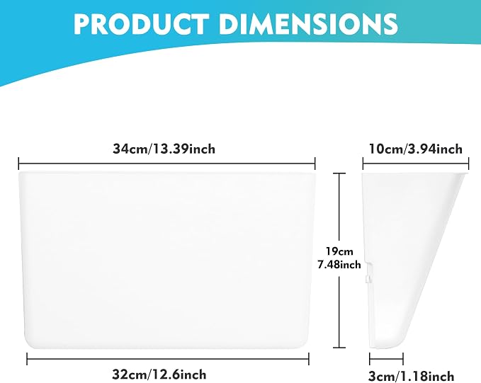 4 Pack White Plastic Single Pocket Hanging File Organizer, Wall Mount Paper Mails Magazines Holder, Mounted Folder Bins for Office, School and Home, 12.99x4.13x7.48 inches - Image 2