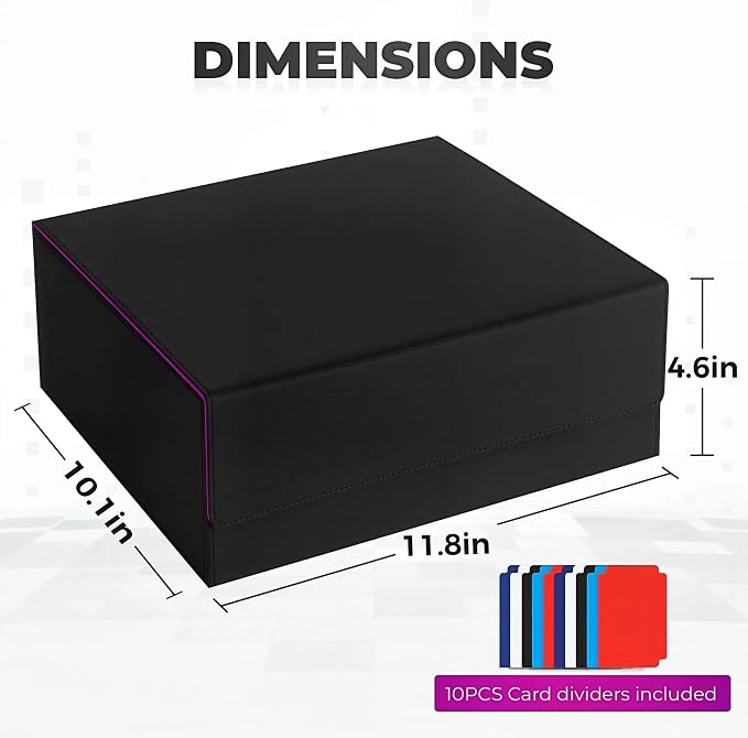 Card Storage Box For Trading Cards,1800+ MTG Deck Box With 10 Dividers,6 Stoppers,4 Supporters,Leather Magnetic Closure Card Boxes Fits For Magnetic Cards Holder,Toploaders,YuGiOh,TCG - Image 2