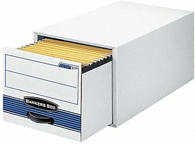 Bankers Box 00311 Stor/drawer Steel Plus Storage Box, Letter, White/blue, 6/carton by BankersBox